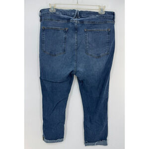 Good American Womens Denim High Rise Distressed Jeans Fly Roll Cuff Size 24 NWOT